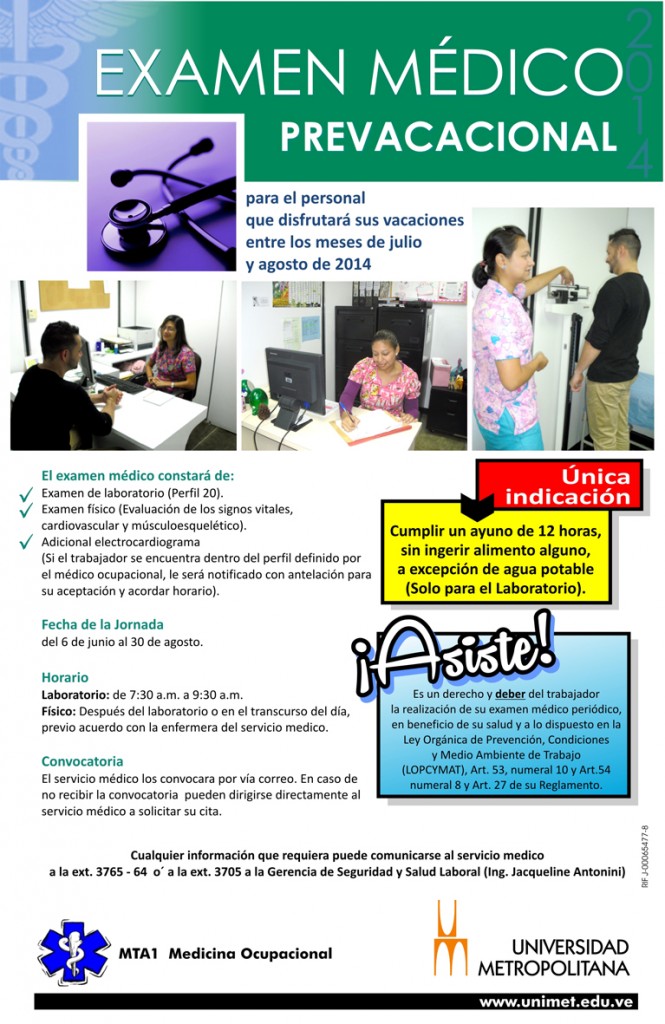 Examen medico prevacacional  2014