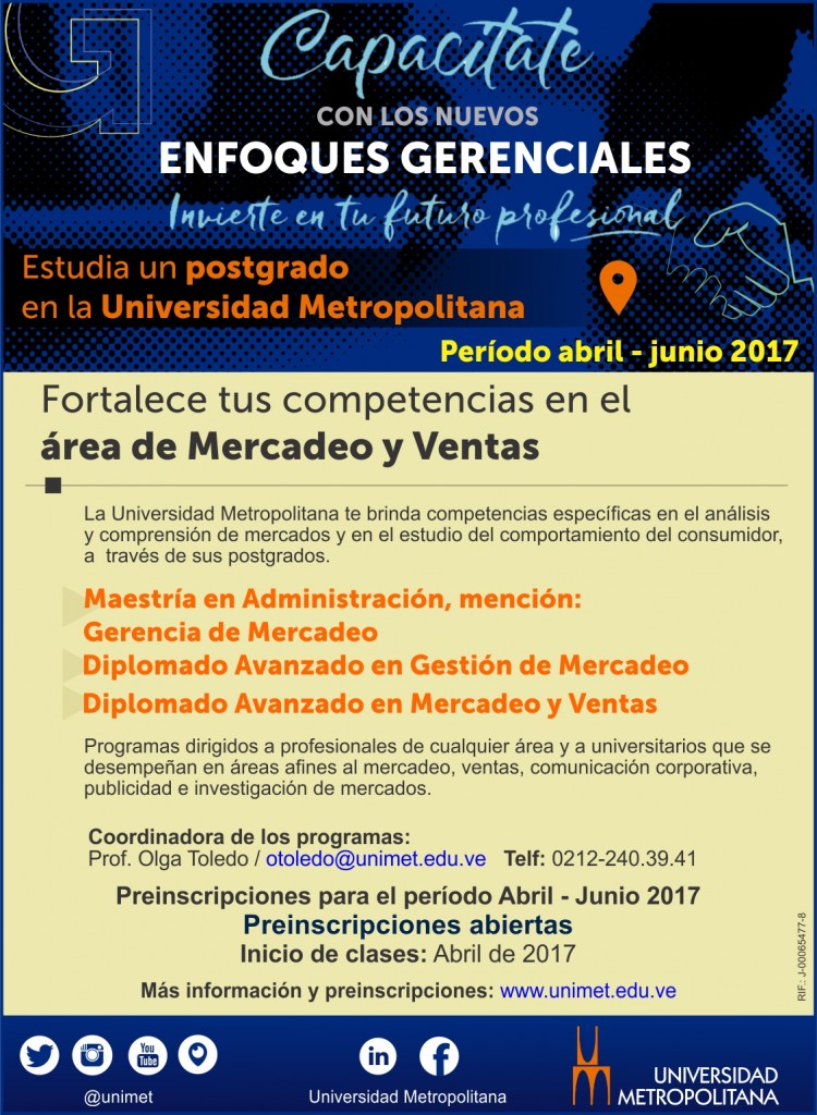 Mailing Univ Postgrado Mercadeo y Ventas ene 2017