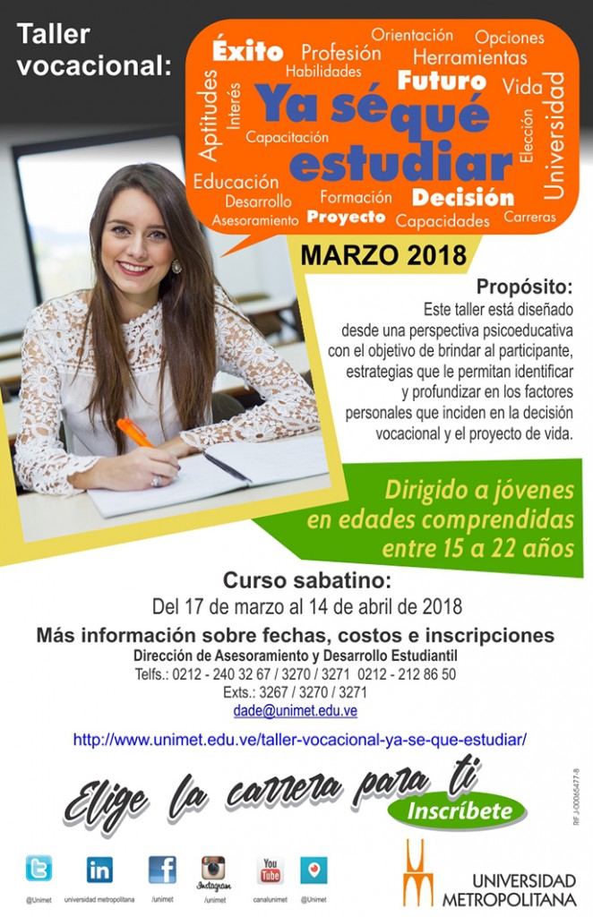 Volante taller Vocacional Marzo 2018