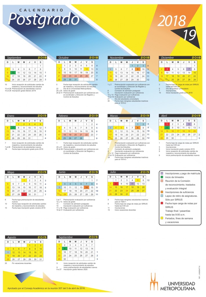 Calendario Postgrado 2018-19 (1) julio 10